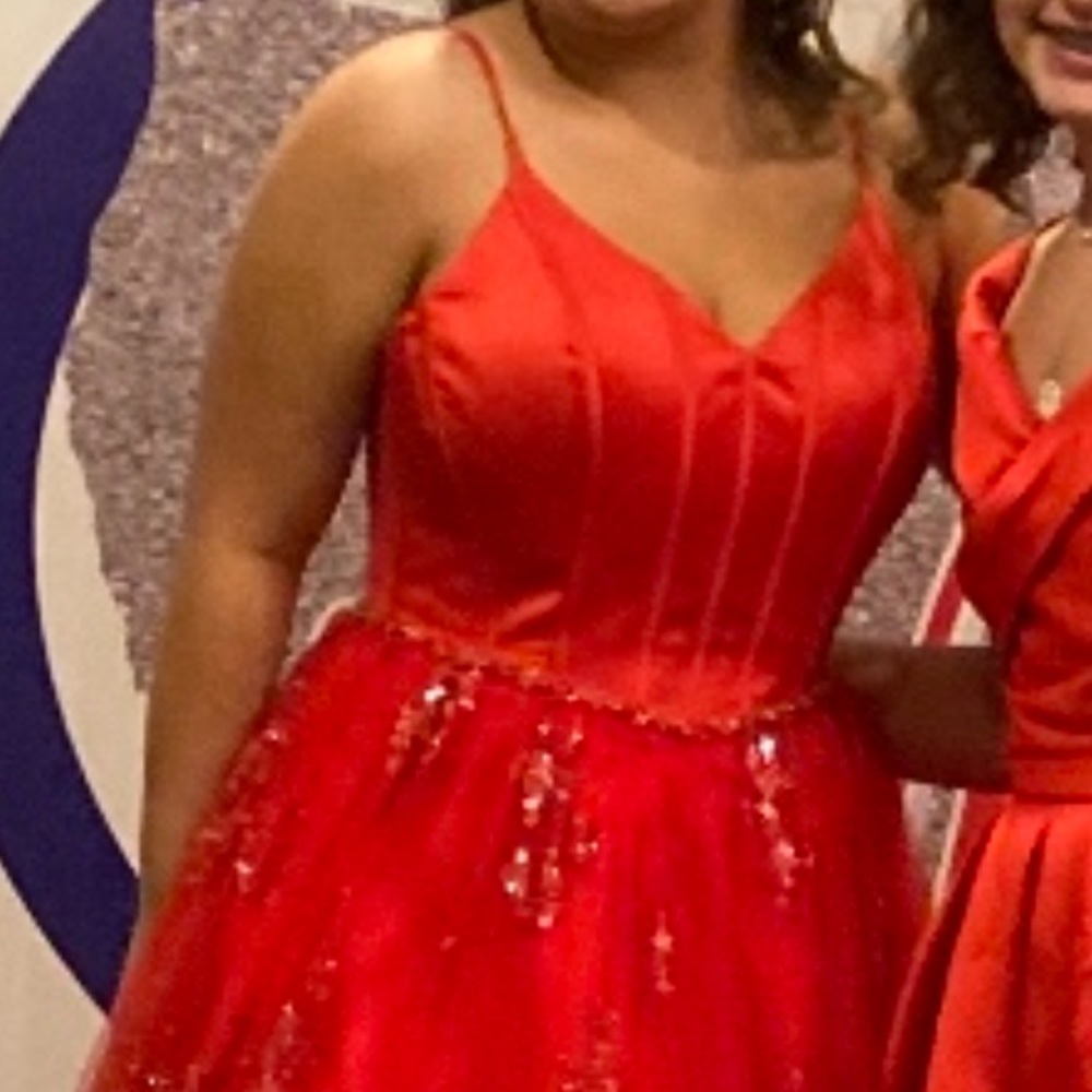 By Collette- Mon Cheri Size 8 Red Gown